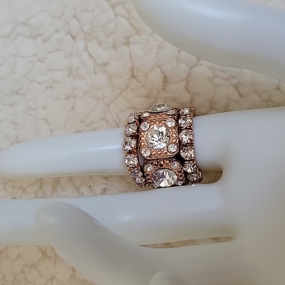 Rose Gold Tone 3 Pc Stretch Ring - Picture 5 of 16